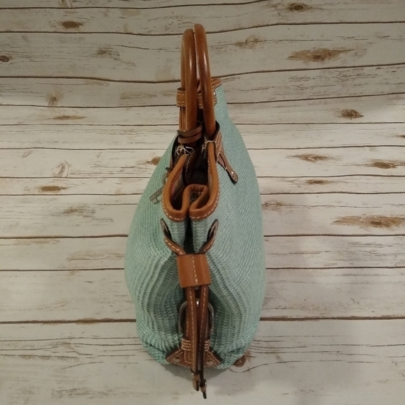 Fossil Woven Rattan Soft Seafoam Green Satchel Bag - Picture 4 of 16